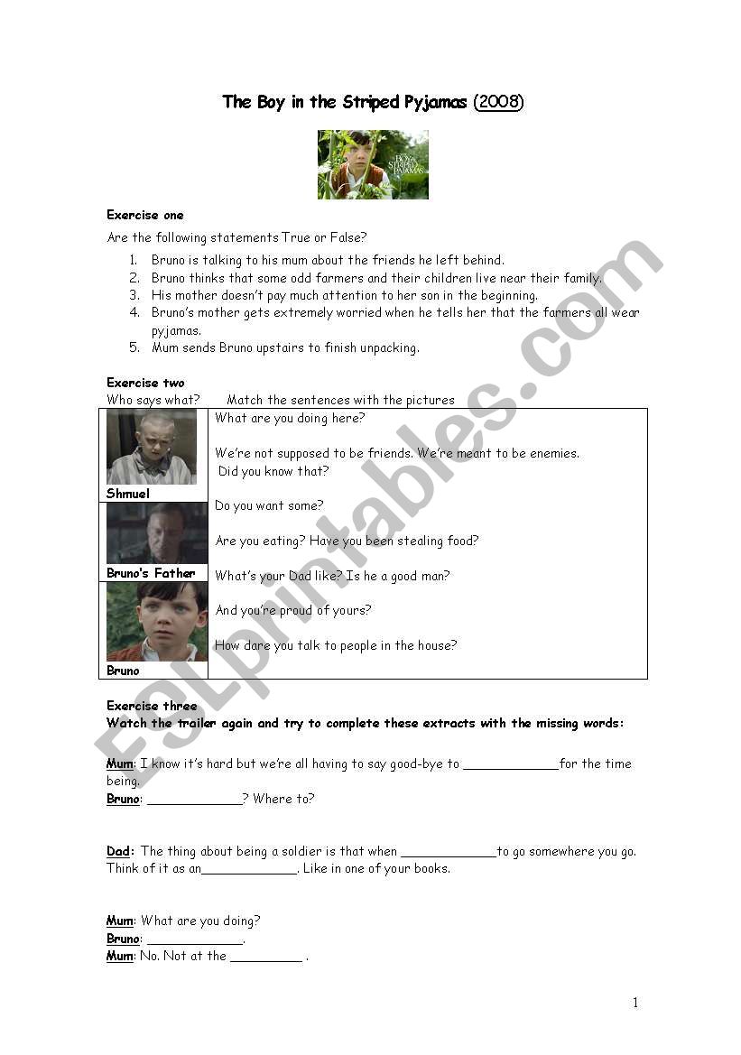 The Boy In Striped Pyjamas Worksheets